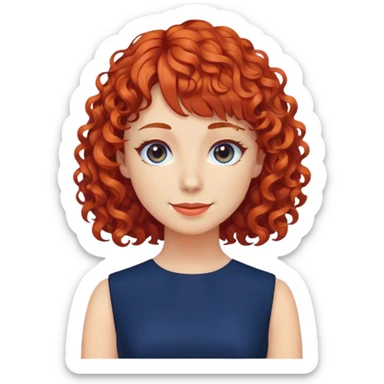 Woman with curly red bangs dark blue work dress   sticker