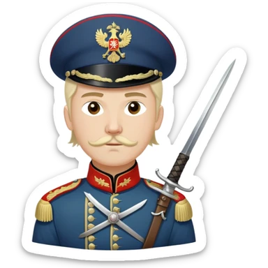 White Army Cossack cavalry soldier with traditional uniform and sabre from 1920s Russian Civil War sticker