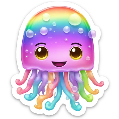 Kawaii rainbow pastel bedazzled family of jellyfish  sticker