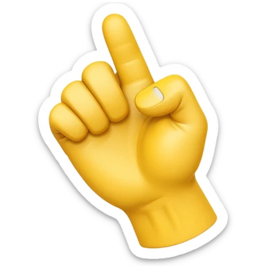 A 3D Apple-style yellow hand emoji, closed fist with thumb pointing backward over the shoulder direction, smooth rounded shape, shiny surface, clean minimal background. AND MOTİON LİNE sticker