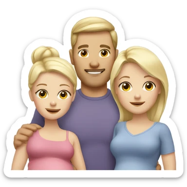 White family of 4, blonde dad, pregnant mom, 2 toddler girls one blonde one brunette sticker