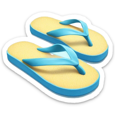 Realistic light blue pair of summer flip flops isolated. sticker