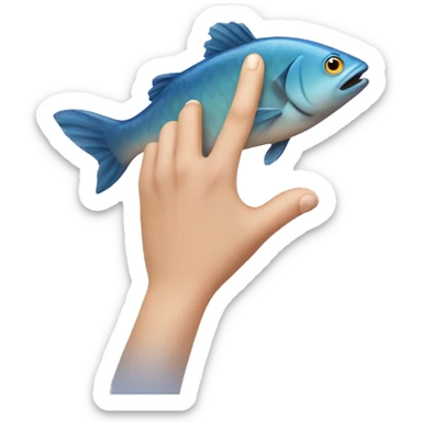 Pretend you are showing how big a fish is w your hands sticker