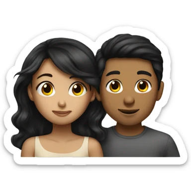 boy with black hair Kissing Brown hair girl sticker