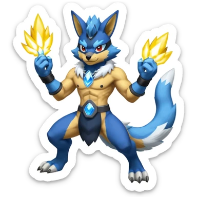 WereGarurumon-Zeraora-Lucario-fusion (full body) sticker