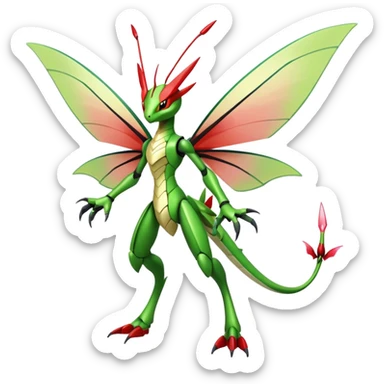  Cool Edgy Shiny Futuristic Ethereal Legendary Scizor-Kartana-Digimon-Schyther-Flygon-hybrid full body with butterfly wings sticker