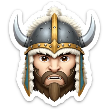 barbarian helmet object icon, metal helmet with thick fur trim, rugged tribal look, fantasy warrior style, 3D cartoon, mobile game icon style, centered, clean background, no text, no watermark

 sticker