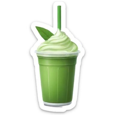 matcha drink in a cup with a straw sticker