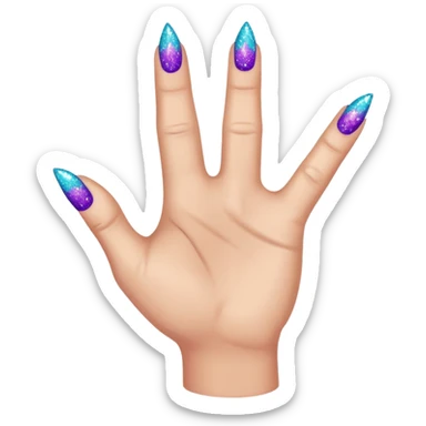 Glitter Roxo e Ciano Mão apontando para direita sticker