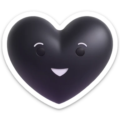 Glossy black and white heart, inspired by Chanel, elegant, 3D emoji style sticker