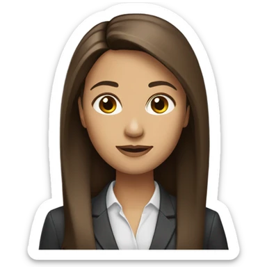 business woman long straight brown hair sticker