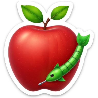 arrow in apple with worm sticker