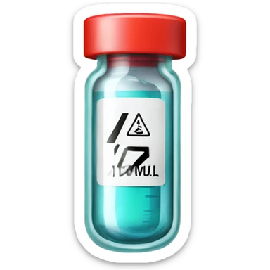 Clear glass insulin vial with a hazardous sign label sticker