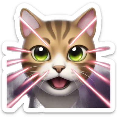 furious cat shooting deadly laser beams out of her face sticker