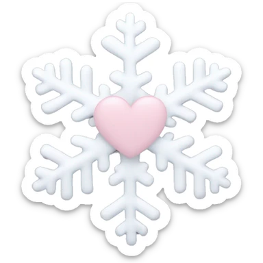 snowflake with pale pink heart in middle sticker