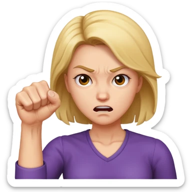 Mad woman showing her fist towards me  sticker