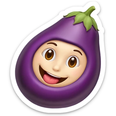 Emoji eating an Eggplant sticker