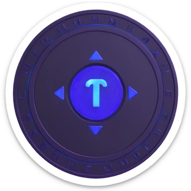 $PORTAL coin with embossed logo, blue and purple glowing accents sticker