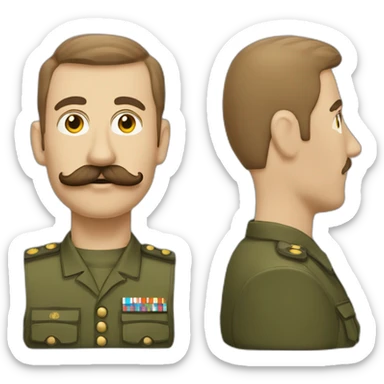 Un homme militaire avec une moustache CARRÉ QUI RESSEMBLE A HIlair et des cheveux bruns qui lève la main et qui est énervé  sticker
