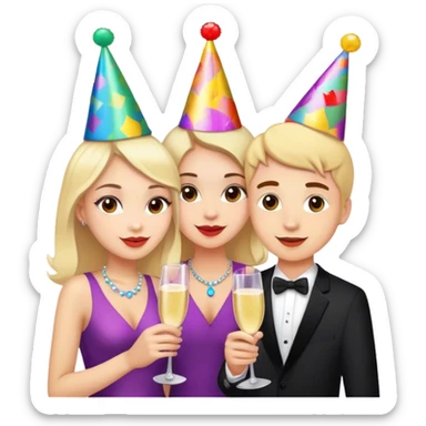 2 girls and a guy on a drinks date sticker