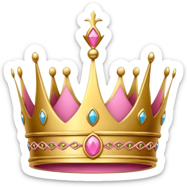 A luxurious golden crown with pink accents and elegant details, featuring a prominent empty space  sticker