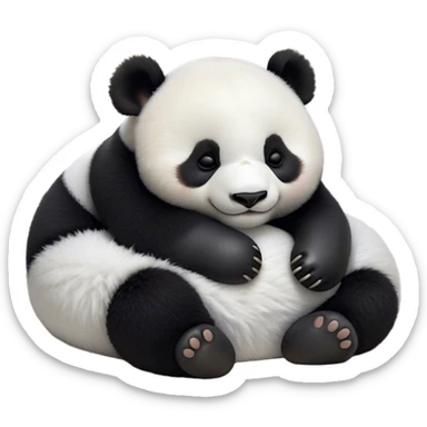 Meme-Worthy Cute Sleeping Baby Panda Portrait Emoji, Head resting peacefully with a contented smile, showcasing a tiny, irresistibly fluffy build and a luxuriously soft black and white Fur, eyes shut in a serene, restful nap, Simplified yet hilariously adorable features, highly detailed, glowing with a soft, drowsy light, high shine, relaxed and utterly lovable, stylized with an air of playful laziness, bright and heartwarming, soft glowing outline, capturing the essence of a comically sleepy baby panda, so meme-worthy it feels like it could instantly become the next viral sensation of adorable slumber! sticker