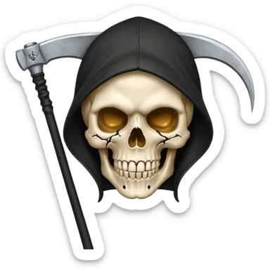 zoomed black hood skull scythe sticker