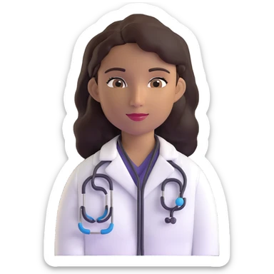 mature 60 year old doctor with stethoscope, dark brown hair, medium-dark tan skin tone, cinnamon skin, professional looking but not elderly sticker