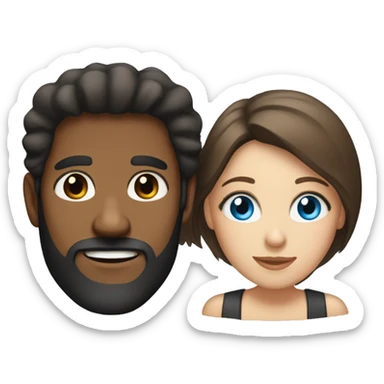 Brown man with beard and white woman with blue eyes and brunette hair sticker