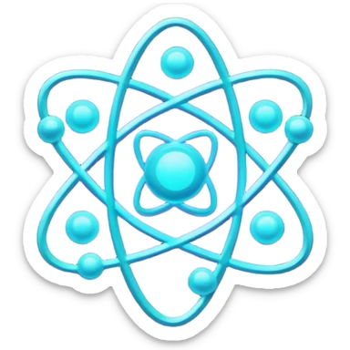 futuristic minimalistic logo icon, glowing atom, neon purple (#8B5CF6) and cyan (#00E0FF) glow, representing Atom team creativity and innovation, clean tech design, no face, 1:1 aspect ratio sticker