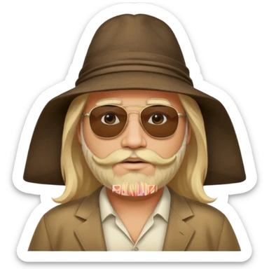fat male blond long hair agent with three-day-beard in egypt with pyramid. sticker