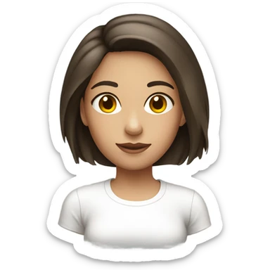 Brunette white girl in white t-shirt sticker