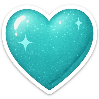 Edit the glittery blue color heart with a subtle gradient and no border to a glittery green color heart with a subtle gradient and no border. Keep the background transparent. Maintain the glittery texture and subtle gradient effect in green. sticker