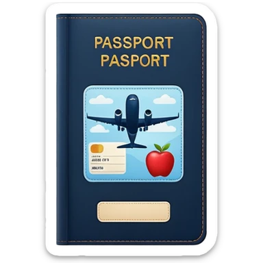 passport with visible airplane tickets, Apple emoji style, colors #173e12 and #c1a793, no text, minimalist sticker