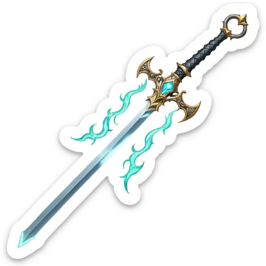 magical greatsword with a Eldritch black fire powers in it sticker