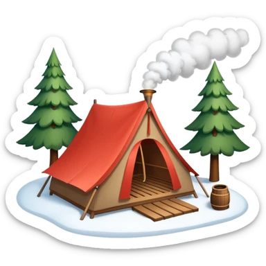 a tent that is a sauna and its smoke out the pipe
try one with snow and trees around also sticker