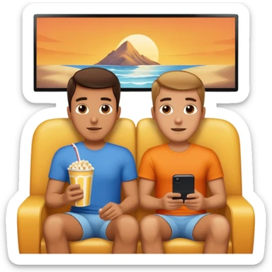 Two guys watching a movie at home sticker