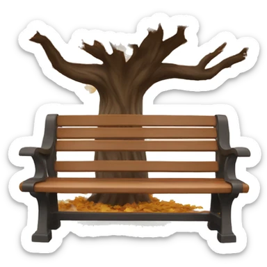 bench under a autumn tree  sticker