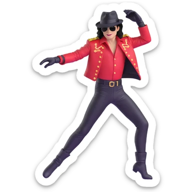 Michael Jackson iconic pop star wearing signature hat and glove, performing dance move pose 2 sticker
