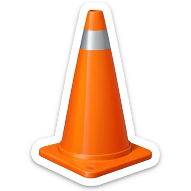 Generate one orange traffic cone sticker