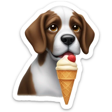 Dog that looks like Abraham Lincoln with an ice cream cone sticker