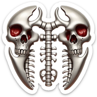 metallic anatomic bones with traces of blood, steel texture, dark dramatic tone, clean background sticker