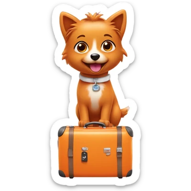 orange spitz girl with suitcase going on a trip sticker