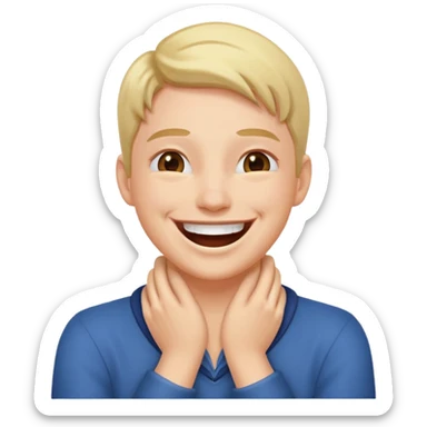 Person laughing with their hands around their neck sticker