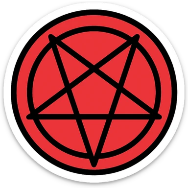 satanic pentagram, red and black colors, sharp lines sticker