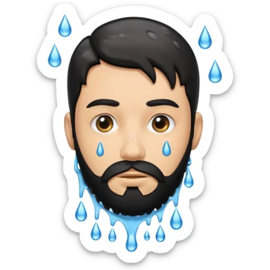 Man with black beard that is dripping wet sticker