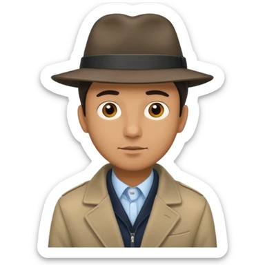 Man with a hat and jacket that can't talk sticker