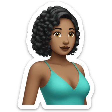 Una chica blanca de cabello negro y las puntas turquesa  sticker