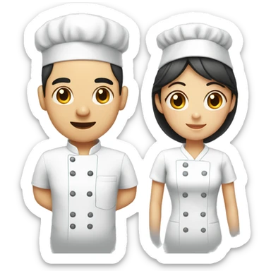 Asian couple: a male chef and a female scrub nurse sticker