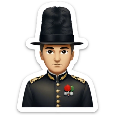 ​Cinematic Realistic Portrait of a Young Mustafa Kemal Atatürk, depicted wearing an iconic tall black fur hat along with traditional attire, his confident, visionary expression illuminated by warm, inspiring lighting, rendered with rich historical textures that capture his youthful dynamism and transformative leadership, sticker